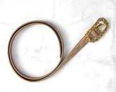 Beige leather women's belt-nude with distinctive quilted-link metal leather